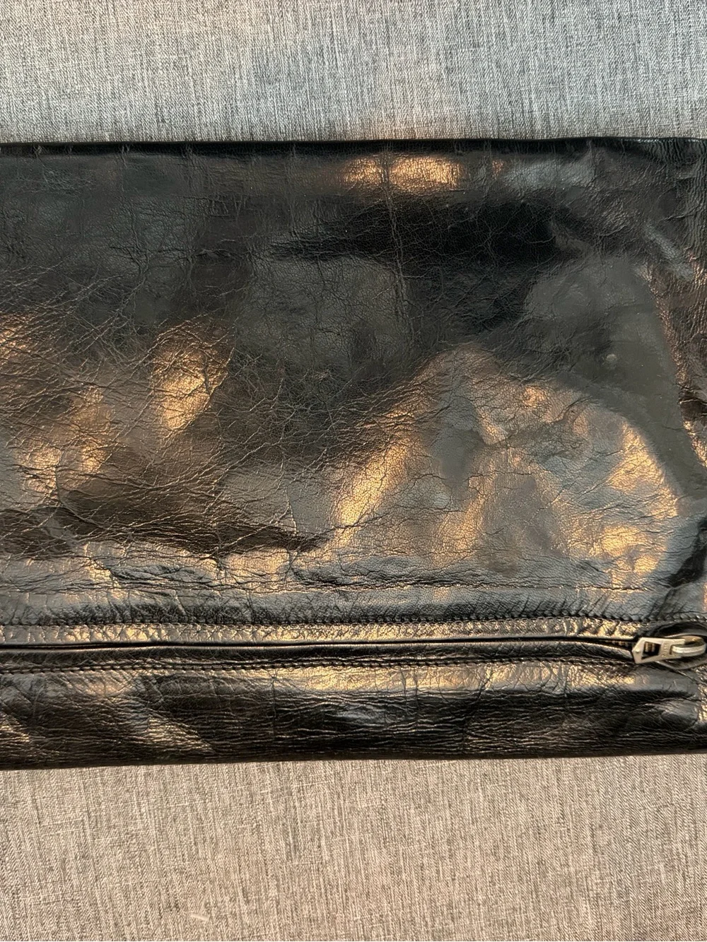 Vintage Bottega Veneta Black Leather Portfolio Clutch Made in Italy